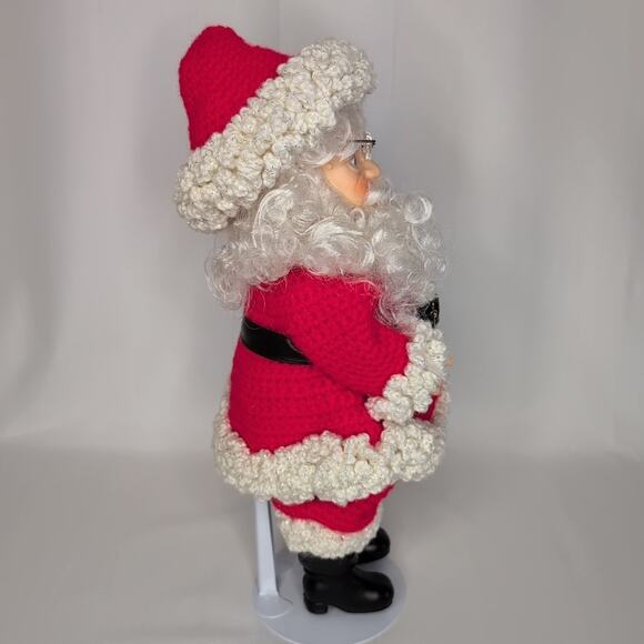 Old World Santa Claus Hand Crochet Standing Doll Figurine with Stand - Picture 6 of 11